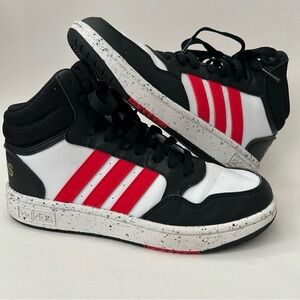Adidas High-Top Sneakers Black Red White Youth Size 3